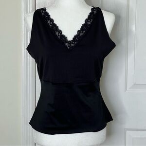 SPANX Black Sleeveless Top with Lace Accent V Neck Camisole Shapeware